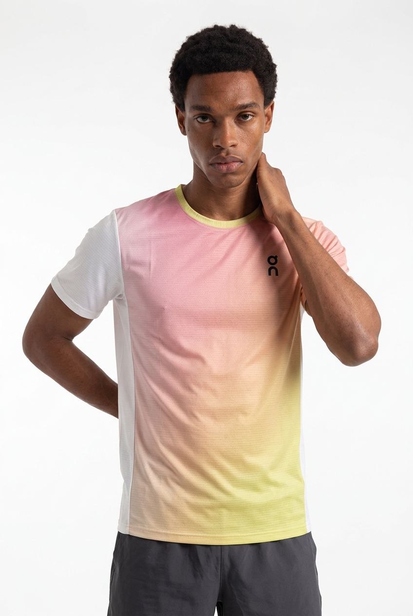 On Court Men Tennis T-Shirt White/Lime