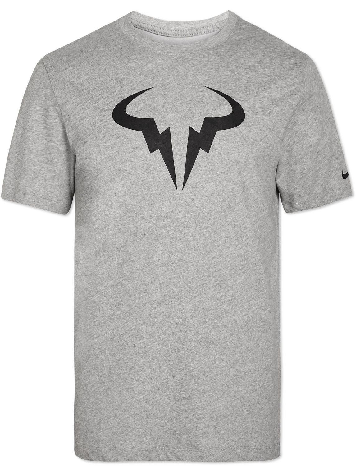 Nike Tennis - Rafa Logo-Print Dri-FIT Cotton-Blend Jersey Tennis T-Shirt - GRAY