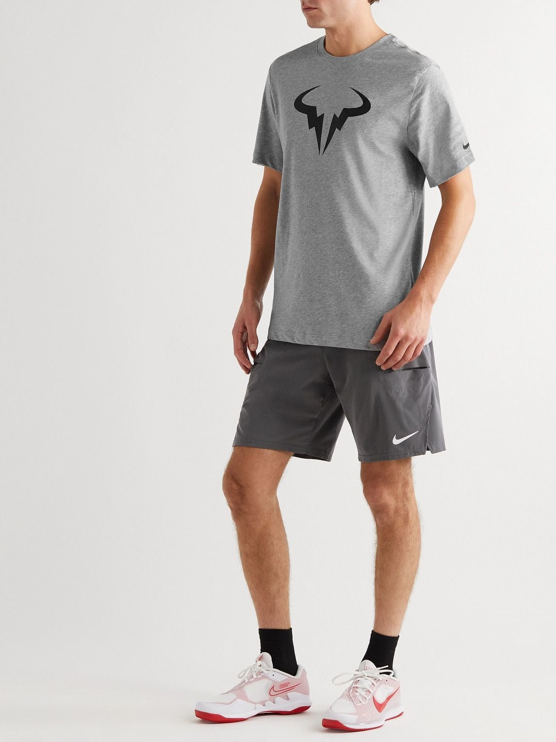Nike Tennis - Rafa Logo-Print Dri-FIT Cotton-Blend Jersey Tennis T-Shirt - GRAY